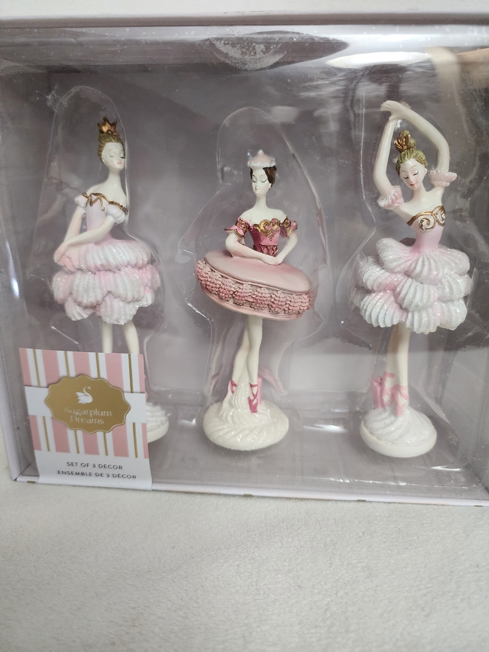 Set of 3 Pink Ballerina Figurines